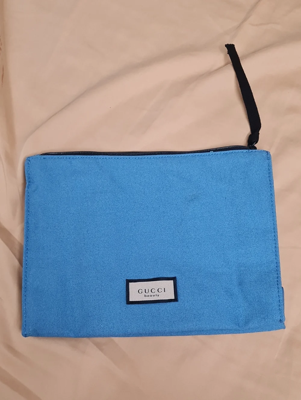 GUCCI beauty Blue Canvas Accessory Pouch with Black Zip